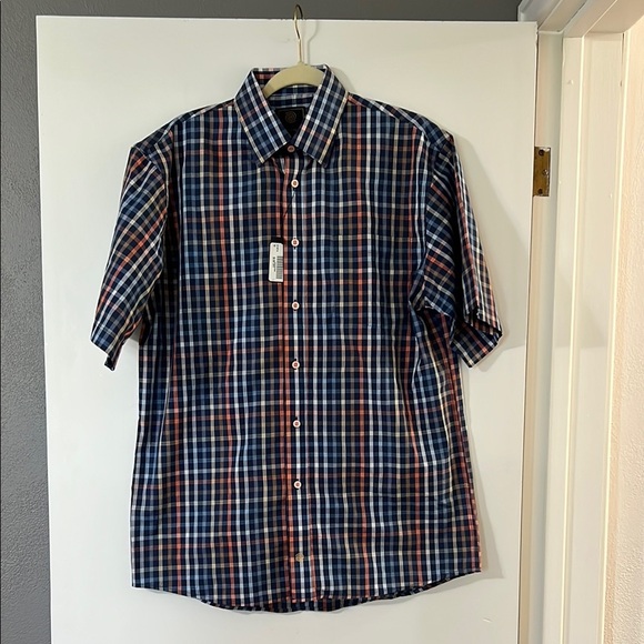 Men's Navy and Red Checkered Shirt - Picture 1 of 6